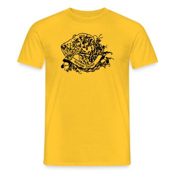 Airedale Terrier on Retro Banner - Men's T-Shirt - yellow - Front - AI Model Male 178 dark (178cm)