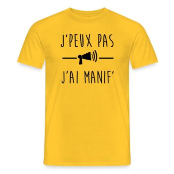 j'peux pas j'ai manif, manifestation,gilets jaunes - T-shirt homme - jaune - Devant - AI Model Male 178 dark (178cm)