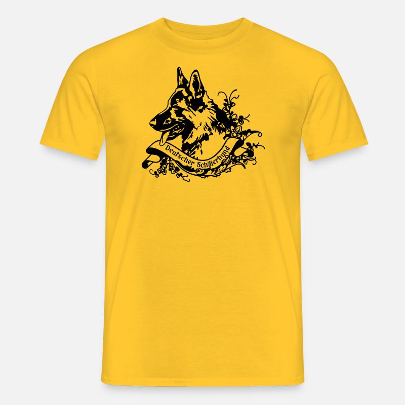Altdeutscher Schäferhund an Retro Banner - Männer T-Shirt - Gelb