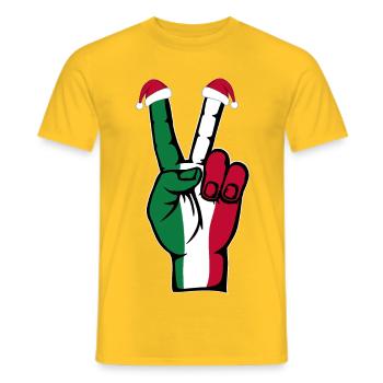 Italy Flag Christmas Peace Symbol - Men's T-Shirt - yellow - Front - AI Model Male 178 dark (178cm)