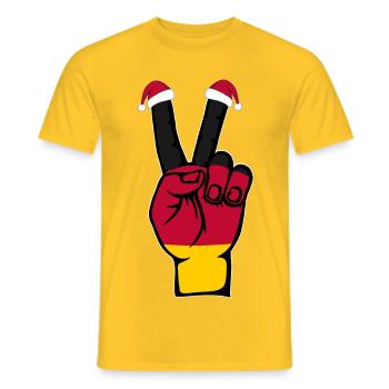 Deutschland Flagge Weihnachten Peace Symbol - Männer T-Shirt - Gelb - Vorne - AI Model Male 178 dark (178cm)
