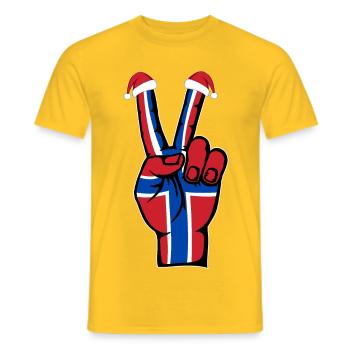 Norwegen Flagge Weihnachten Peace Symbol - Männer T-Shirt - Gelb - Vorne - AI Model Male 178 dark (178cm)