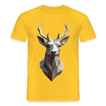 Geometric Deer Head Low-Poly - Men's T-Shirt - yellow - Front - AI Model Male 178 dark (178cm)