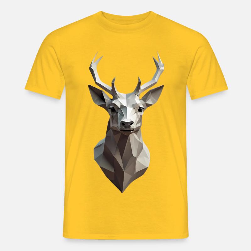 Geometrischer Hirschkopf Low-Poly - Männer T-Shirt - Gelb