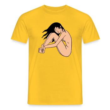 Thinking woman - Men's T-Shirt - yellow - Front - AI Model Male 178 dark (178cm)