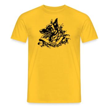Malinois une bannière rétro n°1 - T-shirt homme - jaune - Devant - AI Model Male 178 dark (178cm)