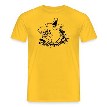 Bullterrier an Retro Banner - Männer T-Shirt - Gelb - Vorne - AI Model Male 178 dark (178cm)