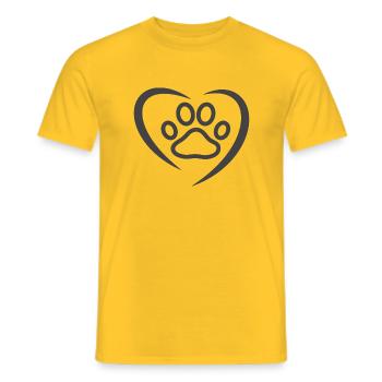 I love cats! A heart for cats! - Men's T-Shirt - yellow - Front - AI Model Male 178 dark (178cm)