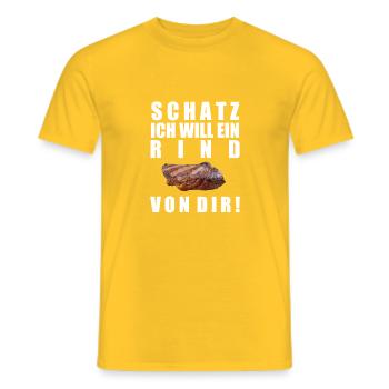 Schatz, ich will ein Rind von dir - Männer T-Shirt - Gelb - Vorne - AI Model Male 178 dark (178cm)