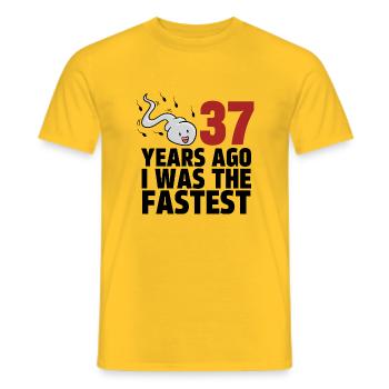 Vor 37 Jahren war ich der Schnellste - Männer T-Shirt - Gelb - Vorne - AI Model Male 178 dark (178cm)