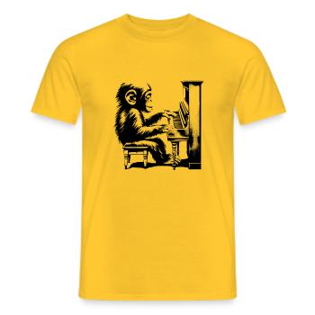 Monkey Orchestra Piano Street Art Banksy Style - Men's T-Shirt - yellow - Front - AI Model Male 178 dark (178cm)