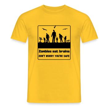 Zombies essen Gehirne - keine Sorge du bist sicher - Männer T-Shirt - Gelb - Vorne - AI Model Male 178 dark (178cm)