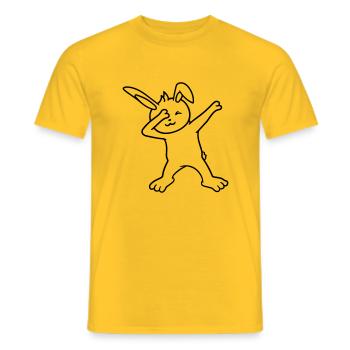 Bunny Dabbing Dab Dance Pose Dancing Party Celebrate - Men's T-Shirt - yellow - Front - AI Model Male 178 dark (178cm)