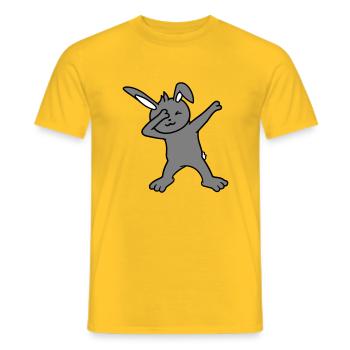 Bunny Dabbing Dab Dance Pose Dancing Party Celebrate - Men's T-Shirt - yellow - Front - AI Model Male 178 dark (178cm)