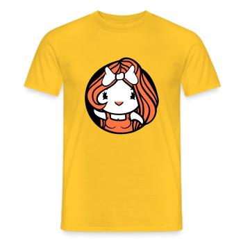 Vogel Dame Frau weiblich hübsches Kleid Schleife - Männer T-Shirt - Gelb - Vorne - AI Model Male 178 dark (178cm)