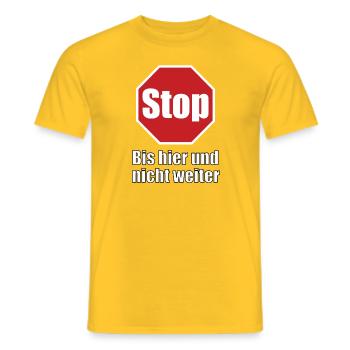 Stop Bis hier und nicht weiter - Männer T-Shirt - Gelb - Vorne - AI Model Male 178 dark (178cm)