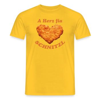A Herz Fia Schnitzl - dunkel - Männer T-Shirt - Gelb - Vorne - AI Model Male 178 dark (178cm)