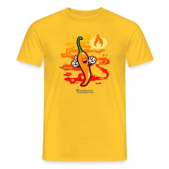 Chili Kawaii Comic Chili Pepper - Men's T-Shirt - yellow - Front - AI Model Male 178 dark (178cm)