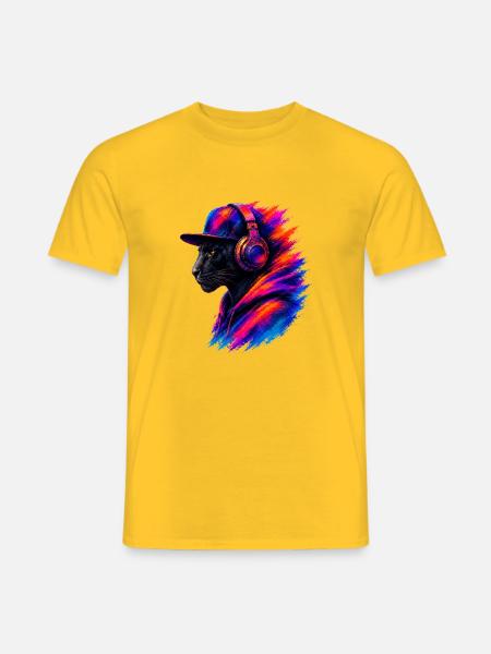 Panther mit Kopfhörern - Männer T-Shirt - Gelb