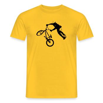 BMX DIRTJUMP SILHOUETTE - Männer T-Shirt - Gelb - Vorne - AI Model Male 178 dark (178cm)