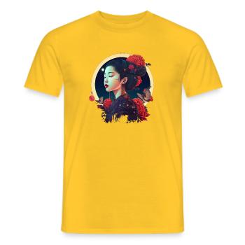 Geisha - Männer T-Shirt - Gelb - Vorne - AI Model Male 178 dark (178cm)
