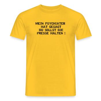 Mein PSYCHIATER - Männer T-Shirt - Gelb - Vorne - AI Model Male 178 dark (178cm)