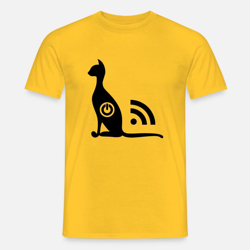 Katze WLAN EIN AUS - Männer T-Shirt - Gelb