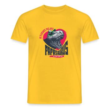 PAPASAURUS ! - T-shirt homme - jaune - Devant - AI Model Male 178 dark (178cm)
