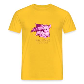 Ailé faon rose - T-shirt homme - jaune - Devant - AI Model Male 178 dark (178cm)