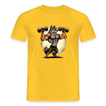 Kikou the muscular wolf - Men's T-Shirt - yellow - Front - AI Model Male 178 dark (178cm)