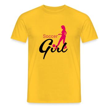 Soccer Girl Dribbling - Men's T-Shirt - yellow - Front - AI Model Male 178 dark (178cm)