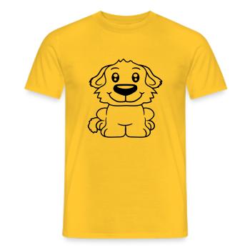 chien assis mignon petit chiot heureux animal de compagnie - T-shirt homme - jaune - Devant - AI Model Male 178 dark (178cm)