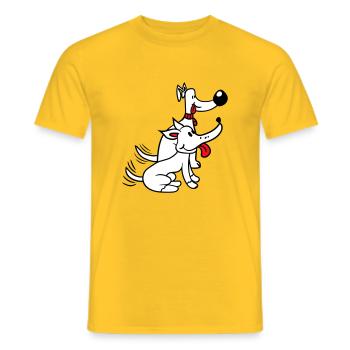 2 chiens équipe deux amis queue wiggle équipage - T-shirt homme - jaune - Devant - AI Model Male 178 dark (178cm)