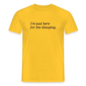 I'm just here for the shooping - Men's T-Shirt - yellow - Front - AI Model Male 178 dark (178cm)