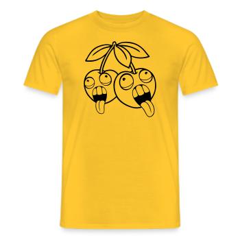 obst 2 freunde kirschen verrueckt gesicht kopf aug - Männer T-Shirt - Gelb - Vorne - AI Model Male 178 dark (178cm)