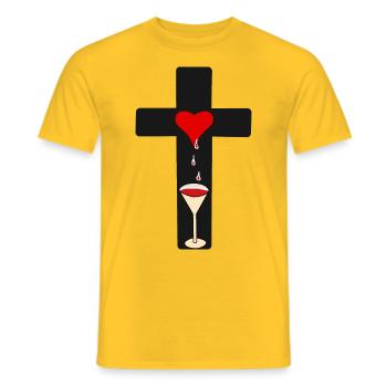 Cross of Christ Blood Horror Halloween Goth Occult - Men's T-Shirt - yellow - Front - AI Model Male 178 dark (178cm)
