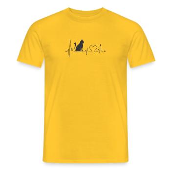 Chemise de chat • Chat de battement de coeur • Cadeau - T-shirt homme - jaune - Devant - AI Model Male 178 dark (178cm)