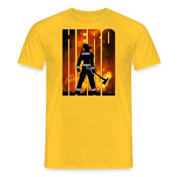 Hero Firefighter - Men's T-Shirt - yellow - Front - AI Model Male 178 dark (178cm)