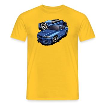 Voitures de sport bleues - T-shirt homme - jaune - Devant - AI Model Male 178 dark (178cm)