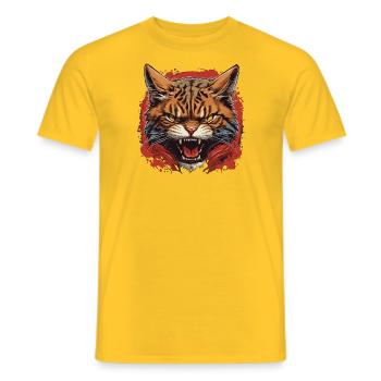 Gato de mirada intensa - Camiseta hombre - amarillo - delante - AI Model Male 178 dark (178cm)