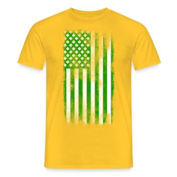 Irish American Saint Patrick's Day Flag Washed - Men's T-Shirt - yellow - Front - AI Model Male 178 dark (178cm)