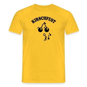 schwarze Kirschen Gesicht pfeifend zum Kirschfest - Männer T-Shirt - Gelb - Vorne - AI Model Male 178 dark (178cm)
