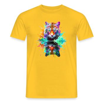 Bemalte Tiger-Reflexion - Männer T-Shirt - Gelb - Vorne - AI Model Male 178 dark (178cm)
