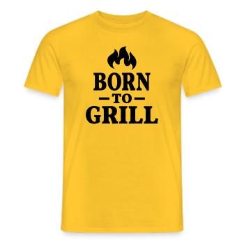 Born to Grill Barbecue Grillen Grillmeister Spruch - Männer T-Shirt - Gelb - Vorne - AI Model Male 178 dark (178cm)
