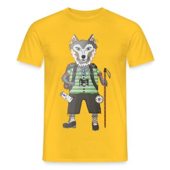 wander like a wolf free and wild - Men's T-Shirt - yellow - Front - AI Model Male 178 dark (178cm)