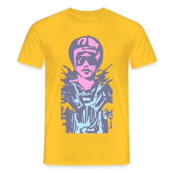 motarde - T-shirt homme - jaune - Devant - AI Model Male 178 dark (178cm)