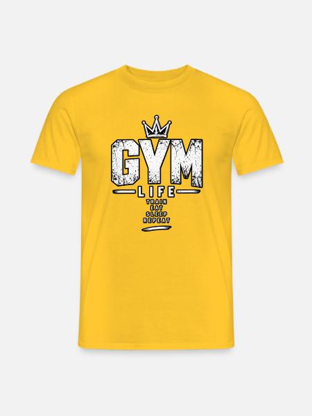 Gym Life Repeat - Männer T-Shirt - Gelb