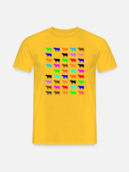 Multi Color Kuh - Männer T-Shirt - Gelb