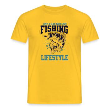 T-shirt Fishing At Sea Fisherman Personalized Humor - Men's T-Shirt - yellow - Front - AI Model Male 178 dark (178cm)
