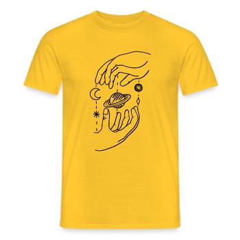 Planet Hands - Männer T-Shirt - Gelb - Vorne - AI Model Male 178 dark (178cm)